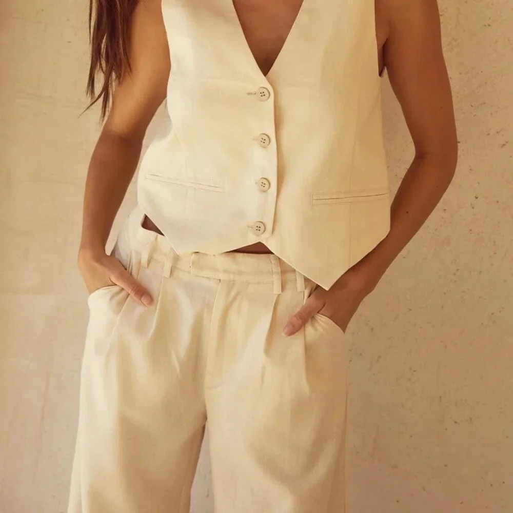 SEVEN WONDERS ZEPHY LINEN  WIDE LEG PANT - SAND (From Runaway The Label) - Picture 2 of 12